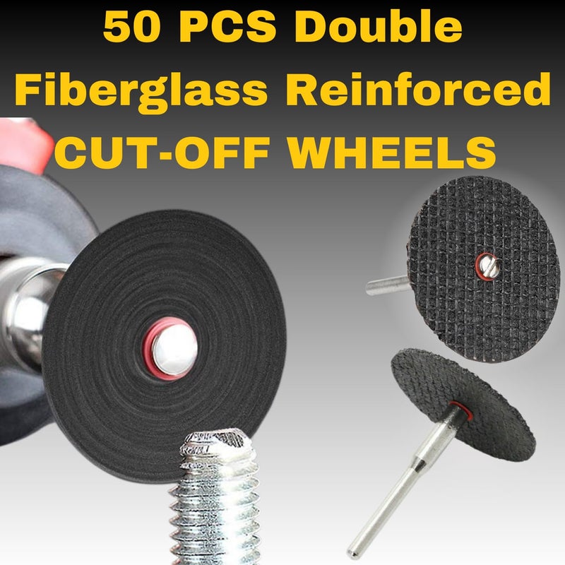 Drilax Rotary Tool Cutting Discs for Metal 50 Pcs Cut Off Wheels Double Fiberglass Reinforced Cut Off Tool Set with 4 Mandrels Compatible with Dremel Cutting Discs 426 426b - Image 3